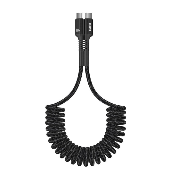 Cablu Baseus - Data Cable Fish-Eye (P10320203111-00) - USB-C to USB-C, Fast Charge, 100W, Expandable Design, 1m - Cluster Black