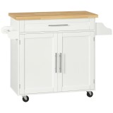 HOMCOM Cărucior de bucătărie Servie, Insulă de bucătărie, 1 Suport pentru condimente, 1 Suport pentru prosoape, 109 cm x 40 cm x 89 cm, Alb | Aosom Ro