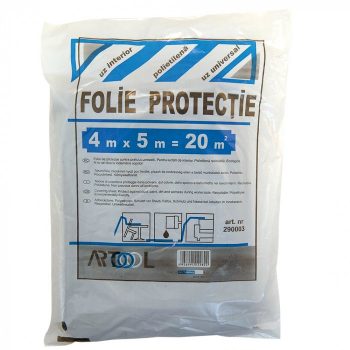 Folie acoperire/protectie 4x5 m, 20 mp, LDPE, 40 microni, ARTOOL