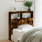 Tablie de pat cu dulap si LED, stejar fumuriu, 100x17x102 cm GartenMobel Dekor