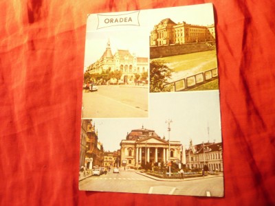 Ilustrata Oradea , cu 3 vederi ,circulat 1970 foto