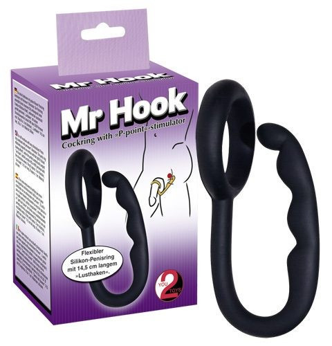 Inel Pentru Penis Si Dop Anal Mr.Hook, Negru