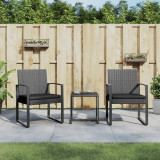 Set mobilier de gradina cu perne, 3 piese, gri &icirc;nchis, PP ratan GartenMobel Dekor, vidaXL