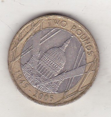 bnk mnd Marea Britanie Anglia 2 lire 2005 bimetal , comemorativa foto