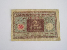 MDBS - BANCNOTA FOARTE VECHE - GERMANIA - 2 MARCI - 1920 foto