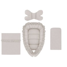 Set 4 in 1 Cosulet bebelus, MimiNu, Baby Cocoon 75x55 cm, Cu volanase, Husa bumbac, Din bumbac certificat Oeko Tex Standard 100, foto