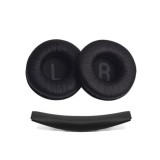 Set 2 bureti TXE + Banda superioara pentru casti JBL Tune 520 / 510 / 500 / T460 / T450 On-Ear, Negru, Spuma cu memorie, Piele ecologica creponata