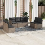 Gossi set canapele de gradina, 7 piese, cu perne, gri, poliratan