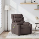 VidaXL Fotoliu de masaj rabatabil, maro &icirc;nchis, material textil