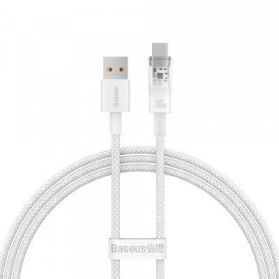Cablu Date si Incarcare USB-A - USB-C Baseus Explorer, 100W, 1m, Alb CATS010402 foto
