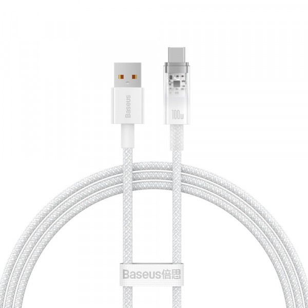 Cablu Date si Incarcare USB-A - USB-C Baseus Explorer, 100W, 1m, Alb CATS010402
