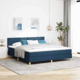Cumpara ieftin Pat cu arcuri cu perna Manual albastru 180 x 200 cm tesatura