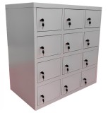 Dulap vestiar metalic Asamblat Premium cu 12 compartimente pt. pastrare valori, 900x500x900 mm (LxlxH), PLUS