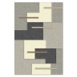 Covor living / dormitor Carpeta Soho 49351-18431, 80 x 150 cm, modern, polipropilena, gri + negru + crem, dreptunghiular