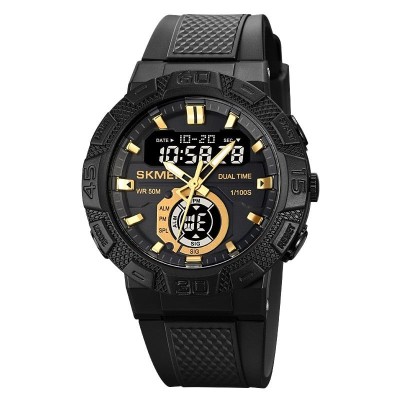 Ceas barbati Skmei Quartz Digital Analogic Alarma Sport Negru Auriu foto
