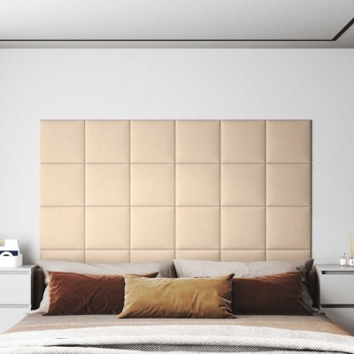 vidaXL Panouri de perete 12 buc. crem 30x30 cm material textil 1,08 m&amp;sup2; foto