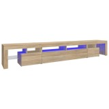 Cumpara ieftin Comoda TV cu lumini LED, stejar sonoma,260x36,5x40cm