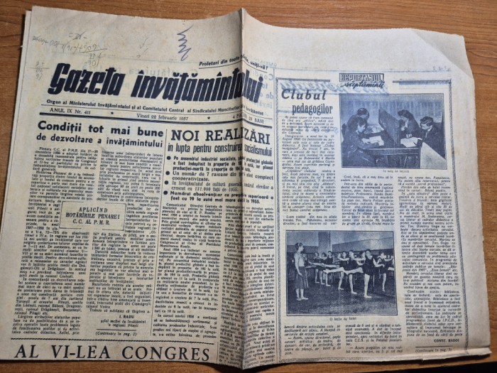 gazeta invatamantului 22 februarie 1957