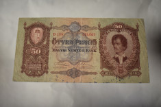 Bancnota Ungaria - 50 Pengo 1932 - Petofi Sandor foto