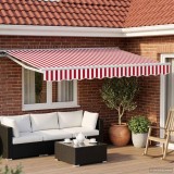 vidaXL Copertină retractabilă manuală Roșu și Alb 3 x 2,5 m 3420220