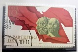 Germania Democrată (R.D.G. / D.D.R.) 1981 - Timbru Comemorativ &bdquo;Al X-lea Congres al Partidului SED / Karl Marx &amp; V. I. Lenin&rdquo; -PV1