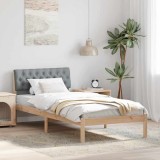 VidaXL Cadru de pat Maro și gri deschis 90 x 190 cm Lemn masiv de pin 878644