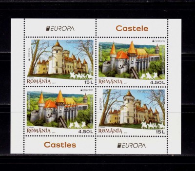 RO 2017 LP 2142b &amp;quot;Europa-Castele&amp;quot; , colita 696 tip II, MNH foto