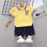 Costum cu tricou galben - Bear (Marime Disponibila: 9-12 luni (Marimea 20, Superbaby