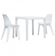 Set mobilier de bistro, 3 piese, alb, plastic foto