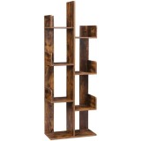Biblioteca VASAGLE stil arbore cu 8 rafturi, maro rustic, 50x25x140 cm