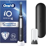 Periuta de dinti electrica Oral-B iO4 cu Tehnologie Magnetica si Micro-Vibratii, Senzor de presiune Smart, 4 moduri, 1 capat, Trusa de calatorie, Negr