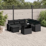 Cumpara ieftin Gossi set mobilier de gradina cu perne, 8 piese, negru, poliratan