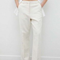 Day Birger et Mikkelsen pantaloni femei, culoarea bej, drept, high waist