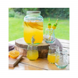 Cumpara ieftin Set dispenser pentru bauturi Beverage, Decoris, 18x25 cm, sticla