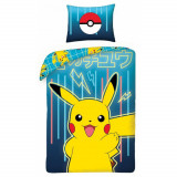 Cumpara ieftin Lenjerie de pat Pokemon Pika-Power, 2 Fete, 2 Piese, 140A 200 cm, 70A 90 cm, Calitate High Class