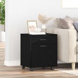 vidaXL Dulap pe roți Stejar negru 45 x 38 x 54 cm Lemn compozit