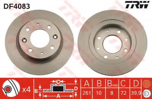 Disc frana KIA CARENS II (FJ) (2002 - 2006) TRW DF4083