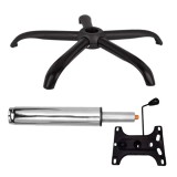 Set placuta balans metalica 26 x 15 cm, baza 64 cm si cilindru piston, gaz, pentru scaune birou, argintiu, 35 cm