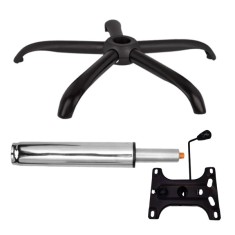 Set placuta balans metalica 26 x 15 cm, baza 64 cm si cilindru piston, gaz, pentru scaune birou, argintiu, 35 cm