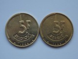 lot 2 monede diferite 5 francs Belgia-BELGIQUE-BELGIE