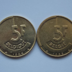 lot 2 monede diferite 5 francs Belgia-BELGIQUE-BELGIE