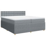 Cumpara ieftin Pat box spring cu saltea, gri deschis, 200x200 cm, textil