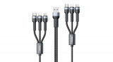 Remax Jany Series cablu USB multifuncțional 6 &icirc;n 1 - micro USB + USB tip C + Lightning / micro USB + USB tip C + Lightning, 2m, negru (RC-124)