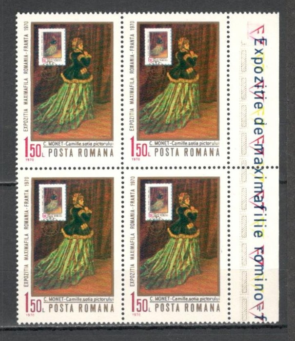 Romania.1970 Expozitia filatelica MAXIMFILA-Pictura bloc 4 YR.456