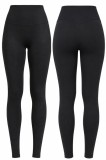 Colanți sport damă Iris | Talie &icirc;naltă | Efect modelator | Pentru fitness, yoga și alergare | LINOVIT&reg; - Black, L