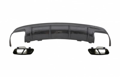 Difuzor Bara Spate cu Ornamente Negru pentru sistemul de evacuare Negre MERCEDES Benz W117 CLA (2013-2018) Facelift CLA45 Carbon Look Performance Auto foto
