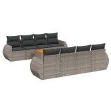 Cumpara ieftin Set canapele de gradina, 9 piese, cu perne, gri, poliratan