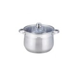 Oala din inox cu capac din sticla, 24cm,Fund termic multistrat, 8.6l Klausberg