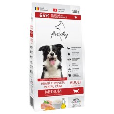 Hrana uscata caini, For Dog, sac 10 kg, talie medie, adult, carne de pui si orez