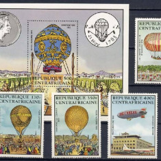 Central African 1983 Aviation Zeppelin Balloons set+perf. sheet MNH DC.012